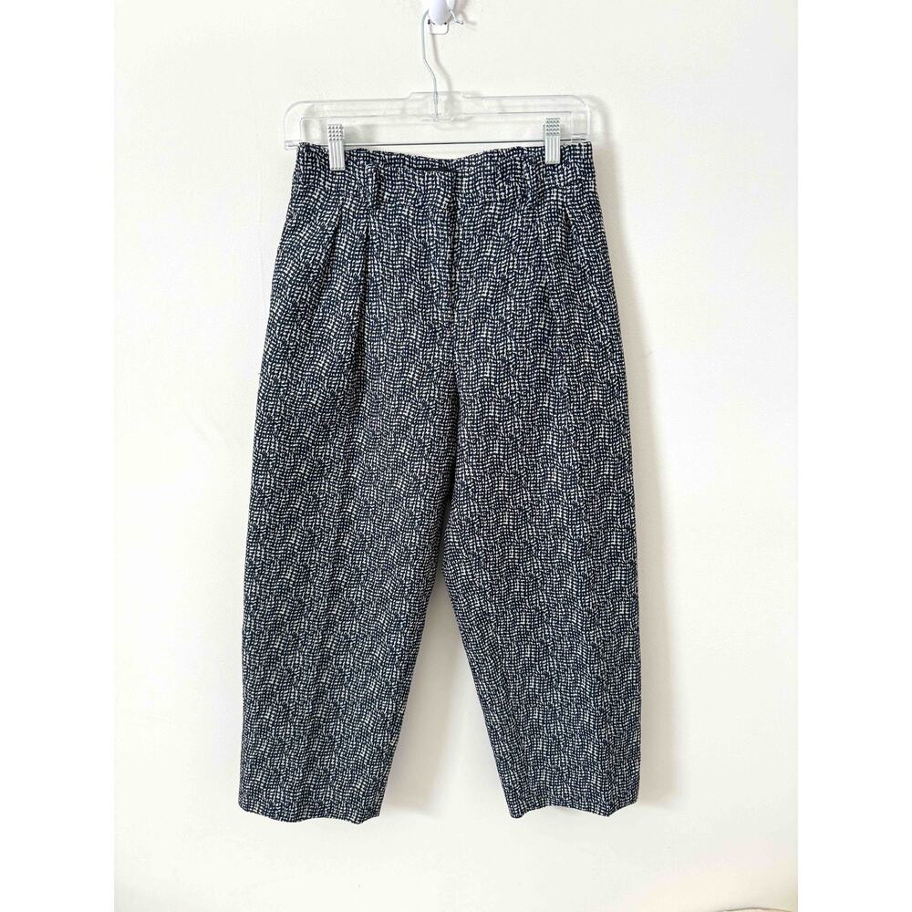Max Mara High Rise Crop Pants Navy Blue White Size 4